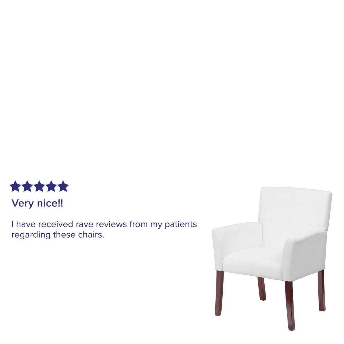 White Executive Side Reception Chair with Mahogany Legs W467145