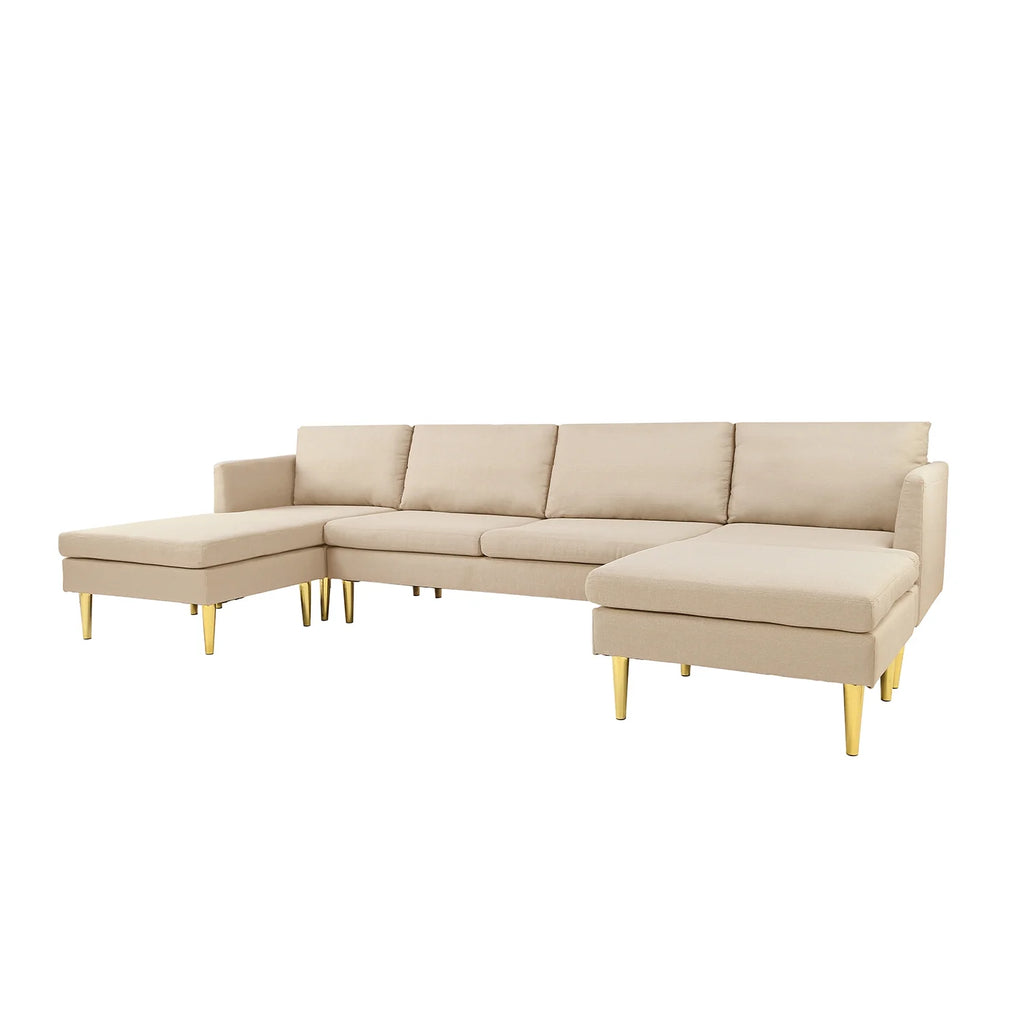 Modern Convertible Polyester Sectional Sofa with Ottoman Q7582