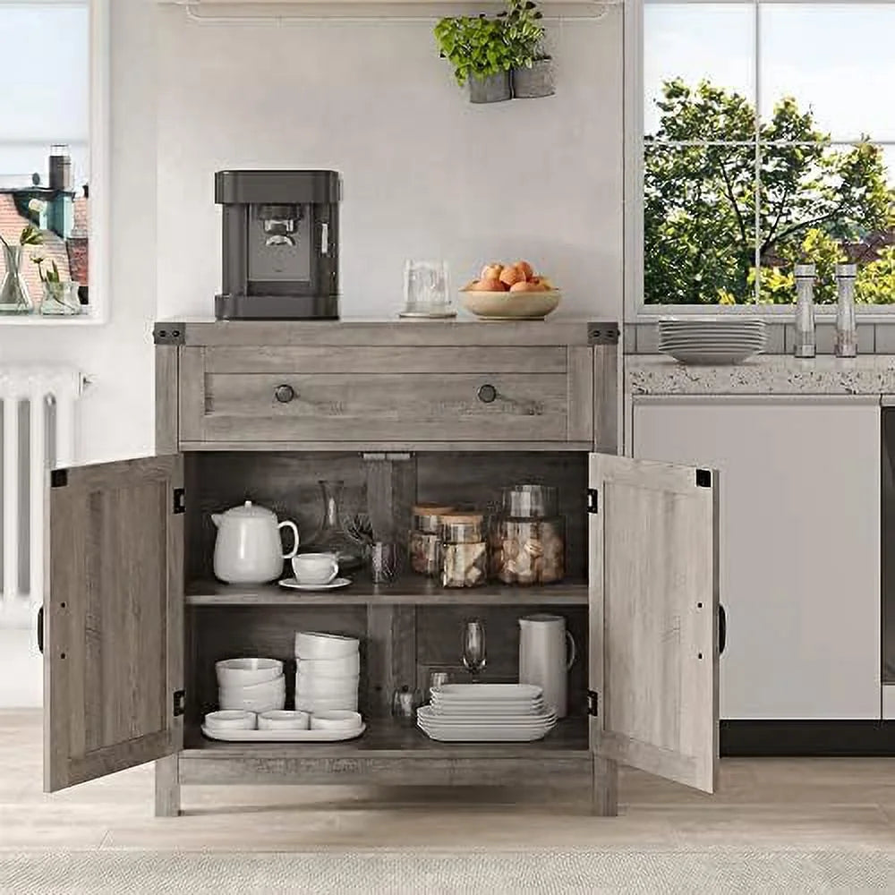 Rustic Brown Barn Door Buffet Sideboard with Drawer Z313789