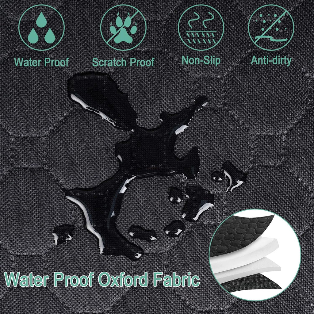 Black Waterproof Oxford SUV Dog Cargo Liner with Zippers and 2 Pockets S504