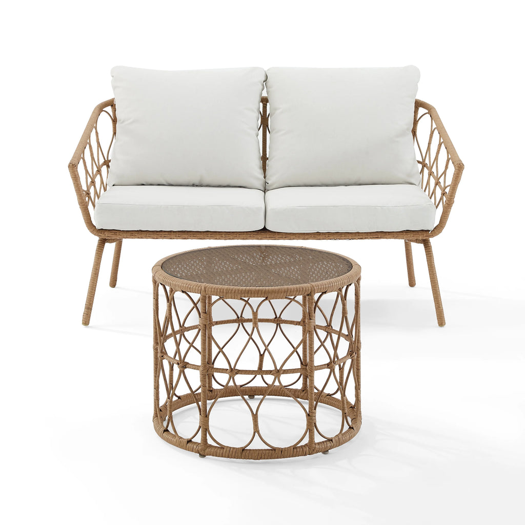 Natural Wicker Outdoor Conversation Set Q653