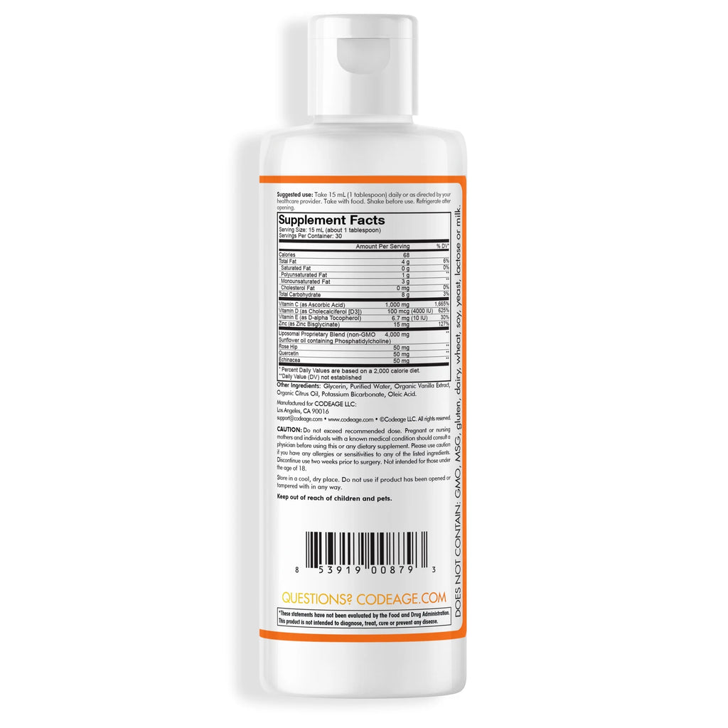 15.22 fl oz Liquid Vitamin C 1000mg with Zinc, Vitamin D E, Quercetin, Echinacea O2839