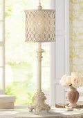 Beige Metal Candlestick Table Lamp with Drum Shade Z326562