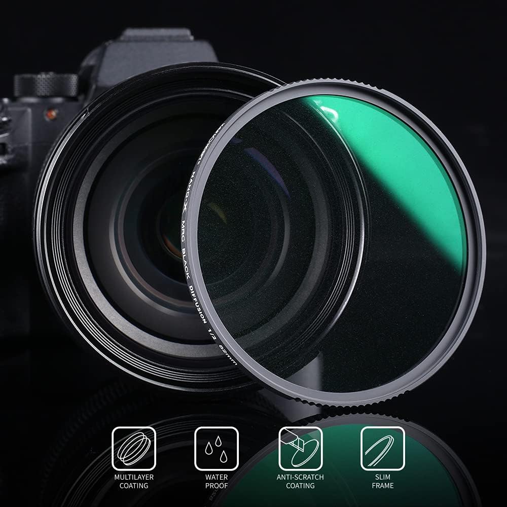 72mm Black Diffusion 1/2 Filter with 28 Multi-Layer Coatings V42893