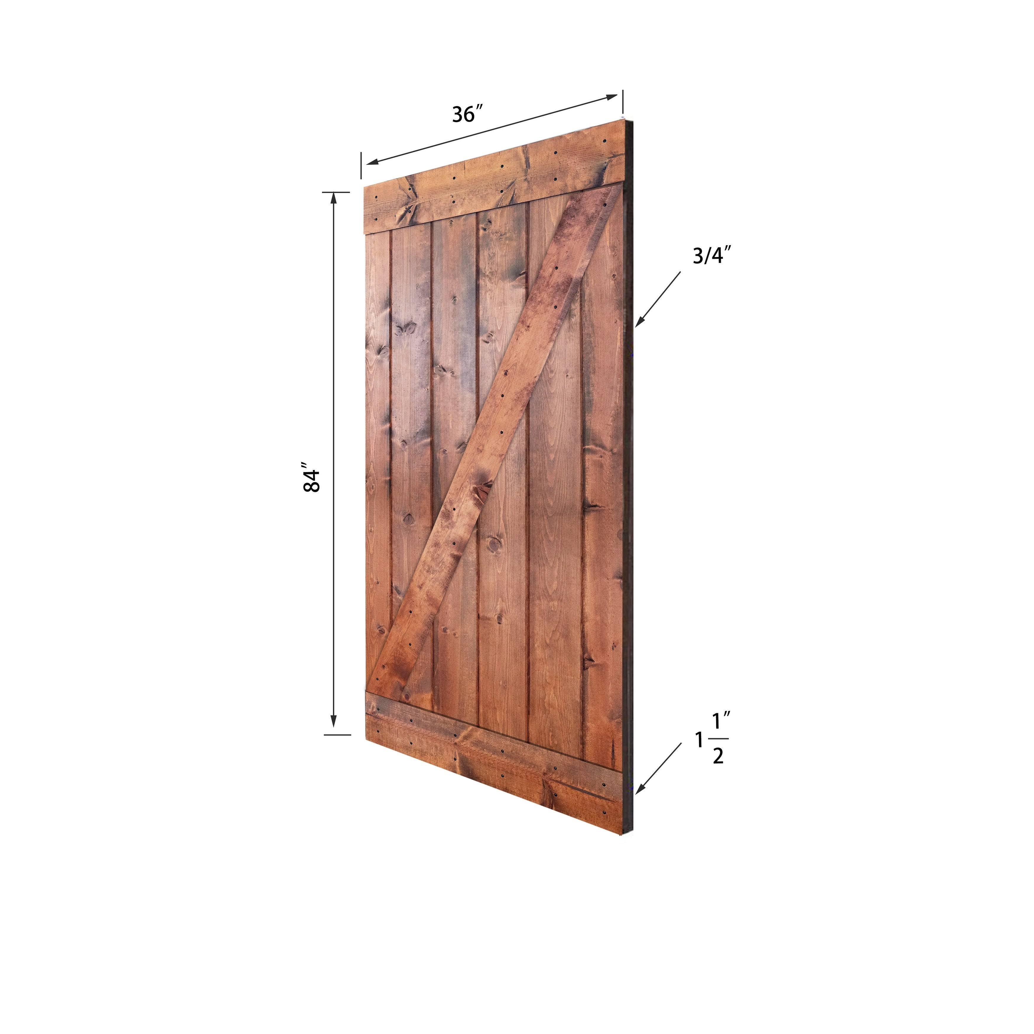 Red Oak Paneled Wood Barn Door with Installation Hardware Kit W783727