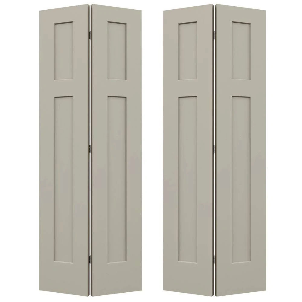36 in. x 80 in. Desert Sand Painted Molded Composite MDF Bi-Fold Double Door E1171