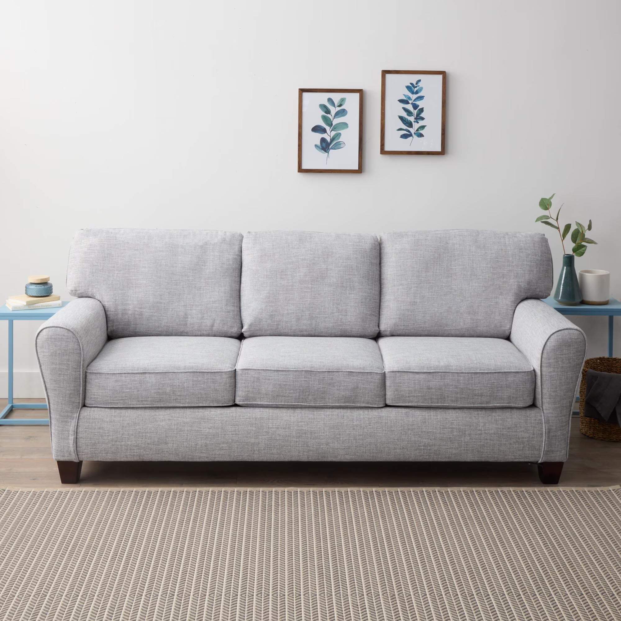 Light Gray Rolled Arm Fabric Sofa I56689