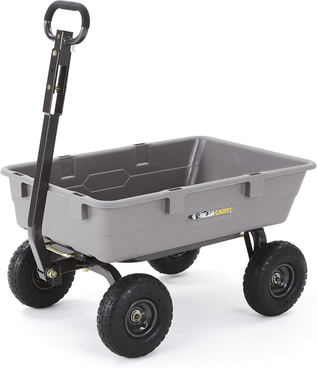 Poly Garden Dump Cart with Steel Frame and 10 Pneumatic Tires, 800-lbs. Capacity, Gray T526984
