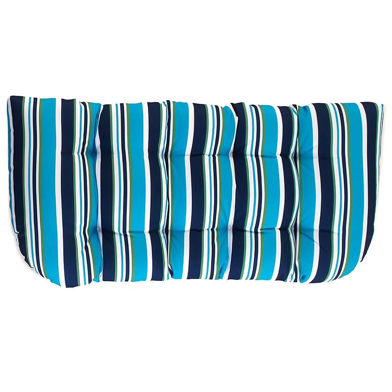 Blue Stripe Wicker Loveseat Cushion D6530