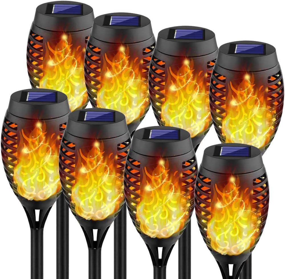 8Pack Solar Torch Light with Flickering Flame F365