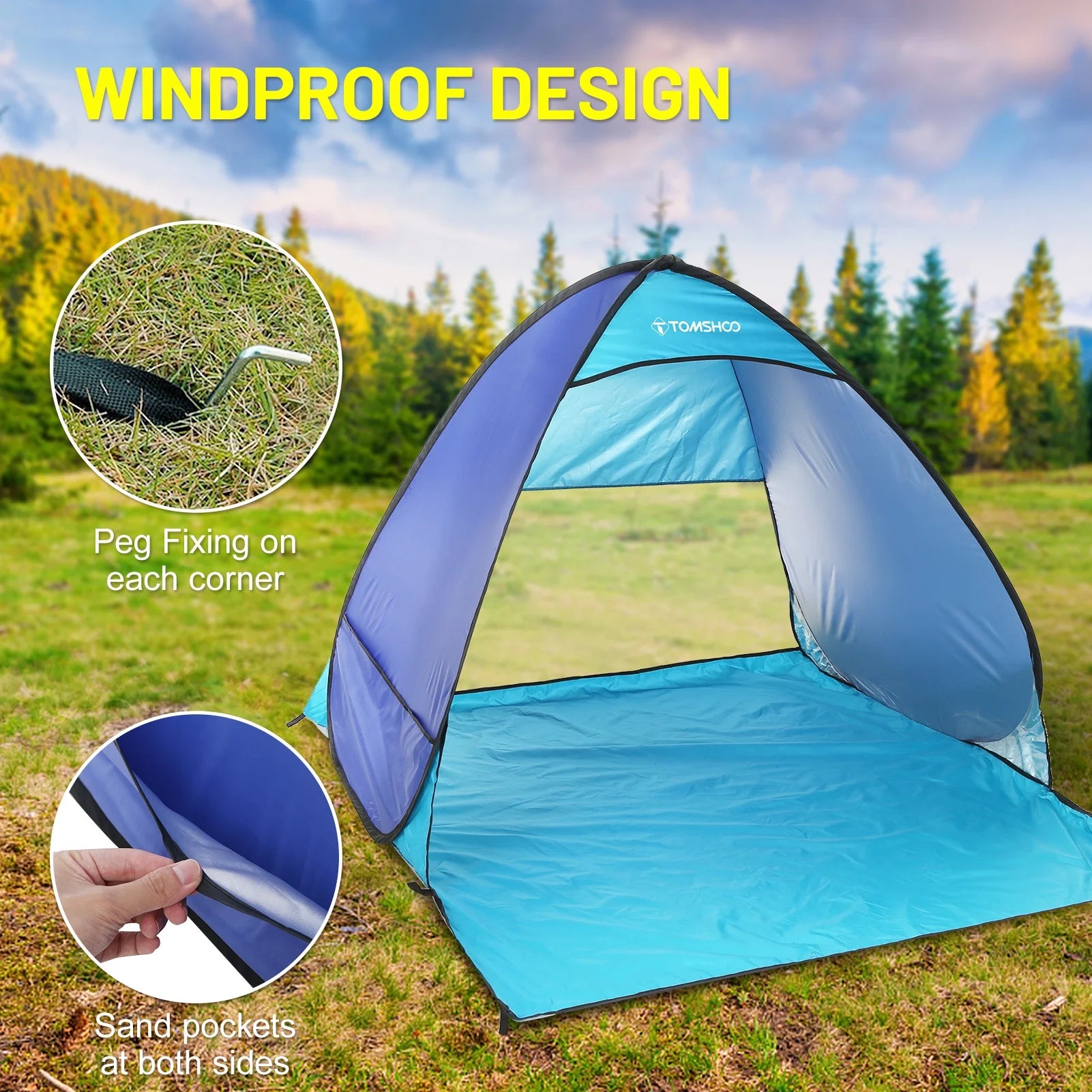 Pop Beach Tent Sun Shelter with Carry Bag W100