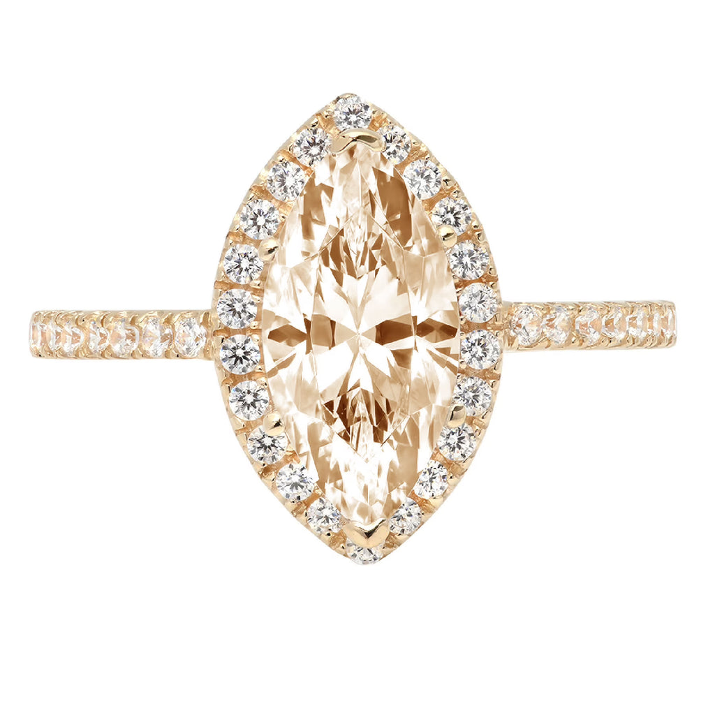 18k Yellow Gold Marquise Cut Morganite Halo Ring Z545561