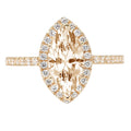 18k Yellow Gold Marquise Cut Morganite Halo Ring Z545561