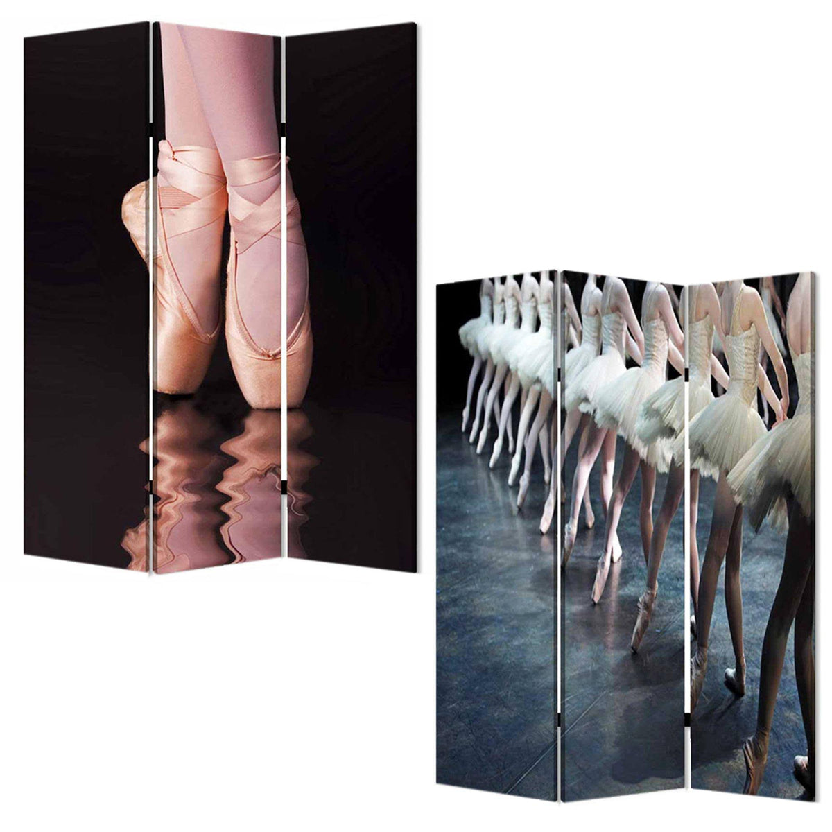 Multi Color Wood Canvas Ballet Screen O144