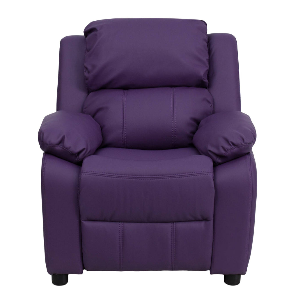 Purple Vinyl Kids Recliner with Storage Arms C1015