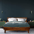 Queen Caramel Wood Platform Bed Frame with Headboard P3168