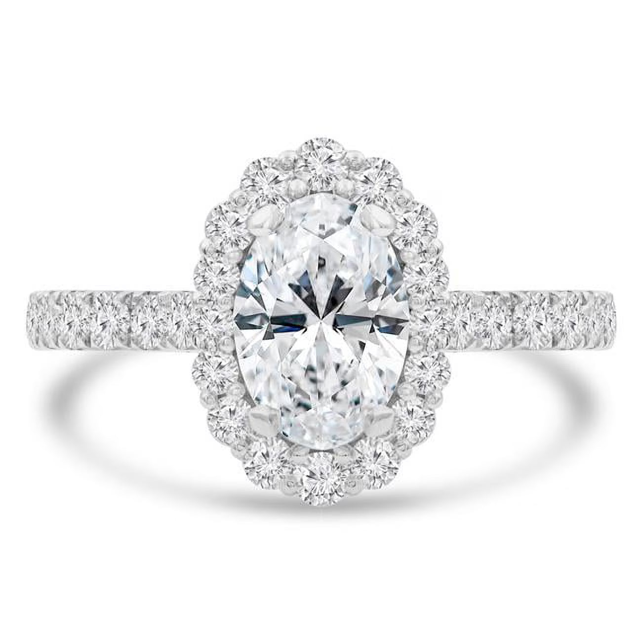 Oval Halo Engagement Ring in 14K White Gold I199
