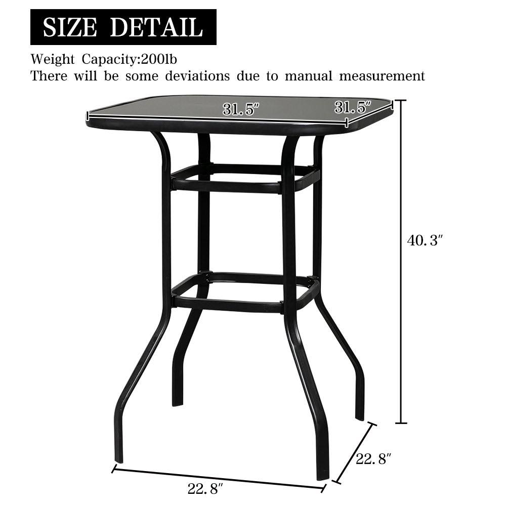 Black Wrought Iron Glass Bar Table F859