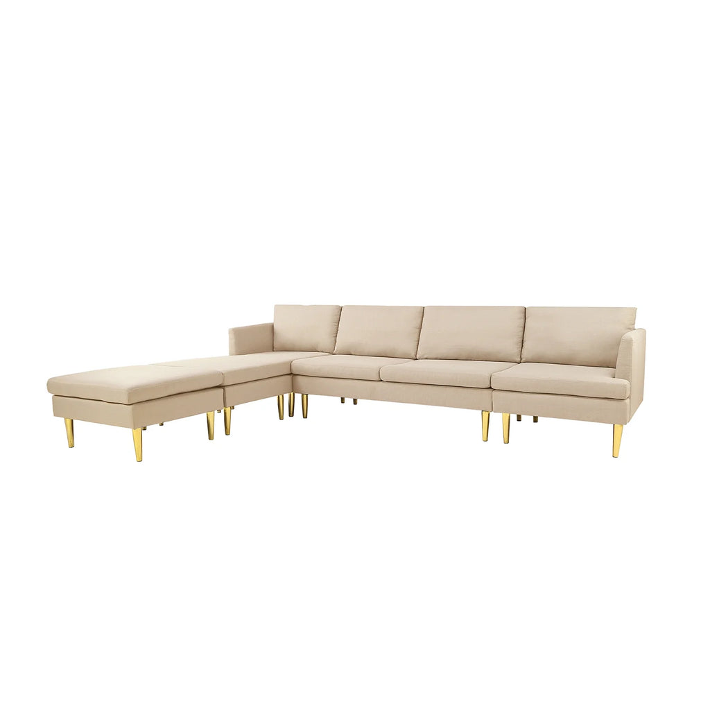Modern Convertible Polyester Sectional Sofa with Ottoman Q7582