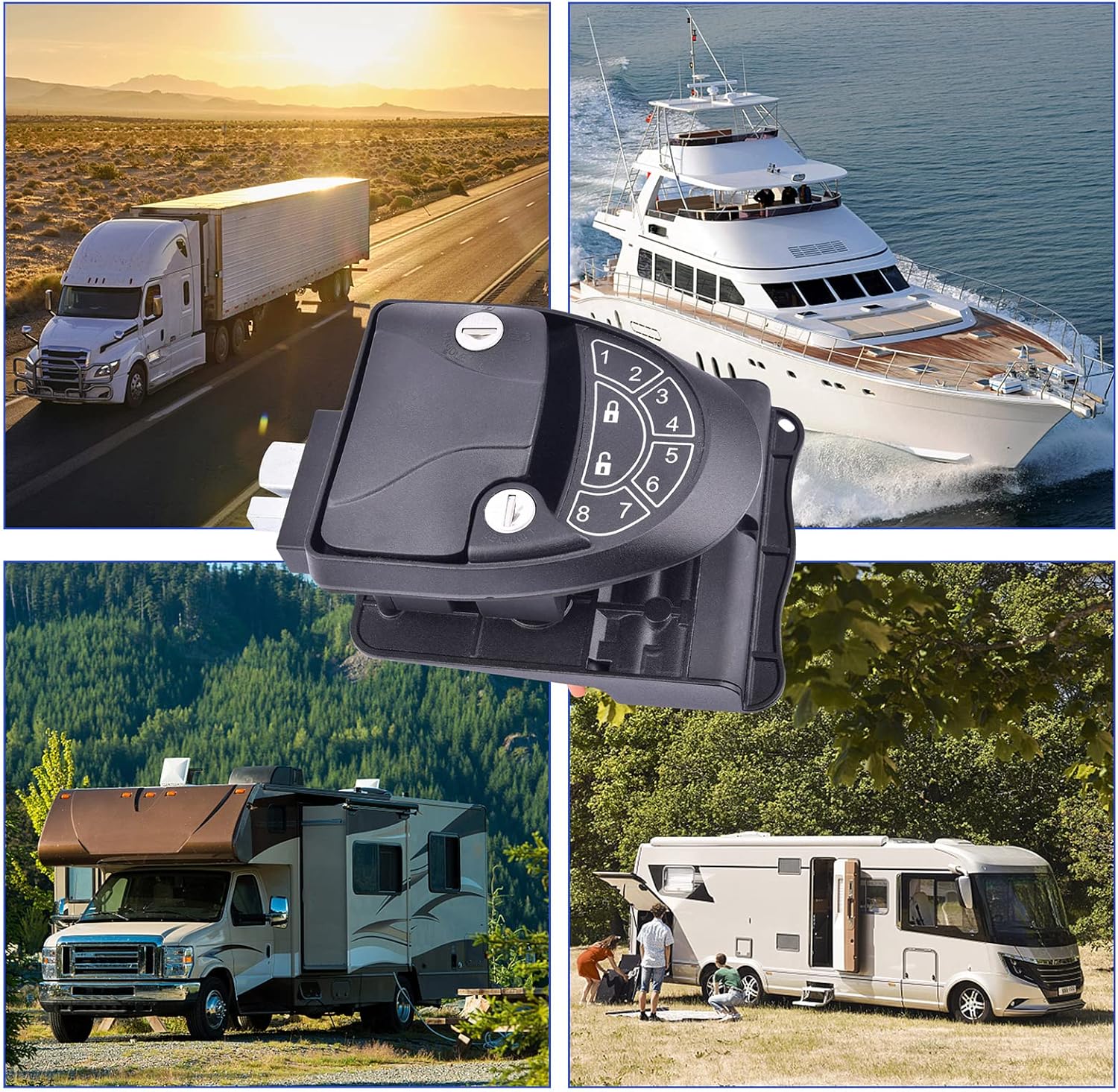 RV Keyless Entry Door Lock with Key Fobs and Backlit Keypad Metal Q867