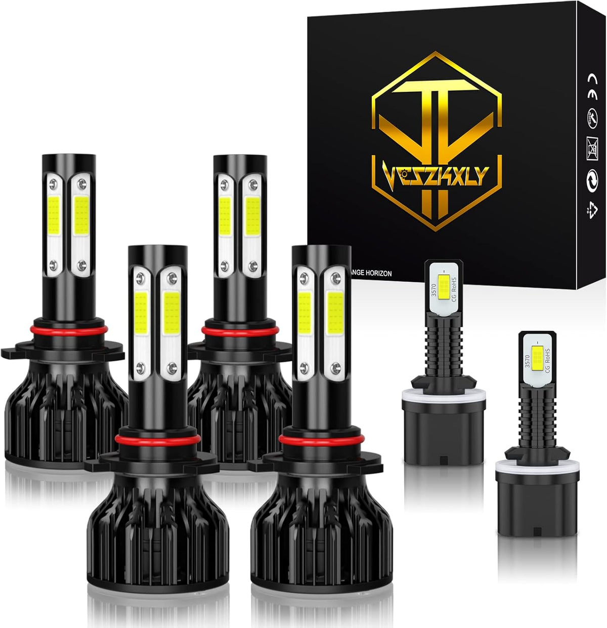 9005+H11 LED Headlight Bulbs, 5202/2504 LED Fog Light Bulbs, Pack of 6 P69341