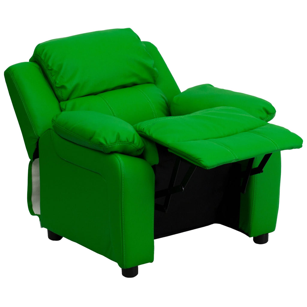 Purple Vinyl Kids Recliner with Storage Arms C1015