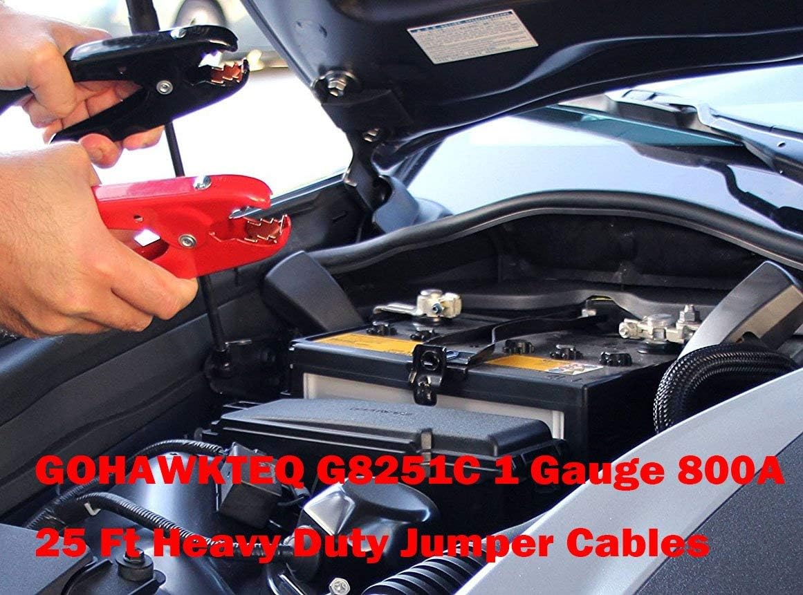 Heavy Duty Booster Jumper Cable 1 Gauge x 25 Ft. x 800A Pack of 2 Z458301