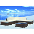 6 Pieces Poly Rattan Garden Lounge Set with 3 Sofas 2 Ottomans 1 Tea Table 9 Cushions N722