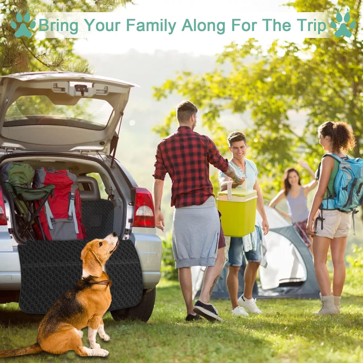 Black Waterproof Oxford SUV Dog Cargo Liner with Zippers and 2 Pockets S504