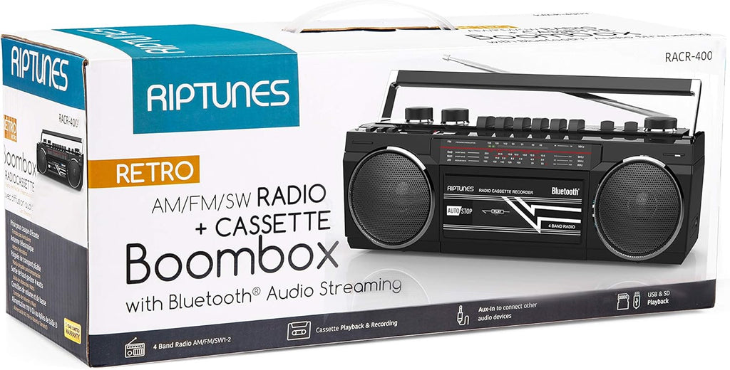 Black Pack of 2 Cassette Boombox with Radio X32759