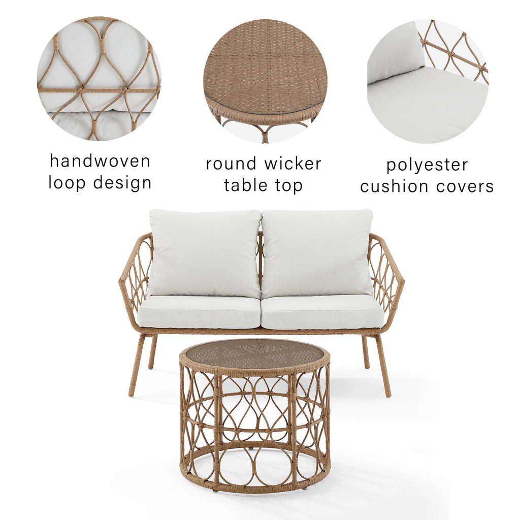 Natural Wicker Outdoor Conversation Set Q653