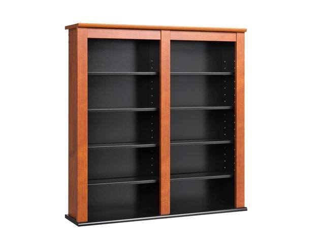 Double Wall Mounted Storage Cabinet, Cherry and Black X353468