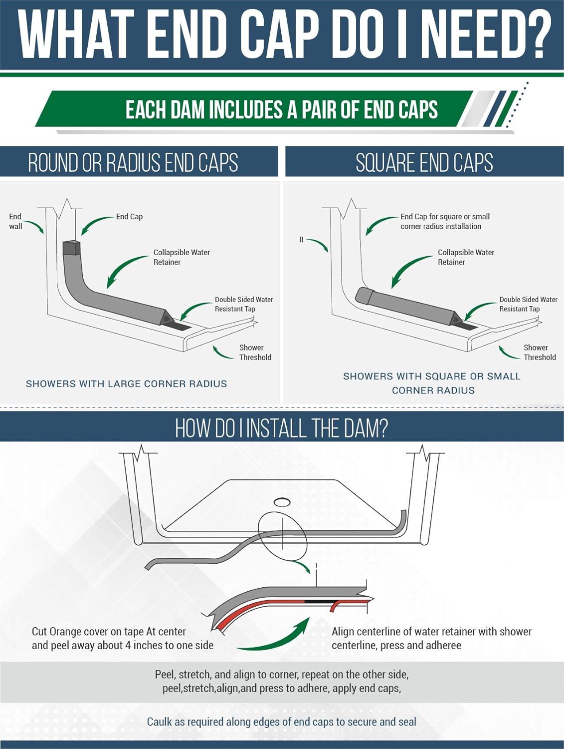 Collapsible Threshold Water Dam with Pair of End Caps, 66 Inch A299