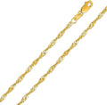 14K Yellow Gold 2mm Singapore Pendant Chain Diamond Cut Rope Link Necklace X2040