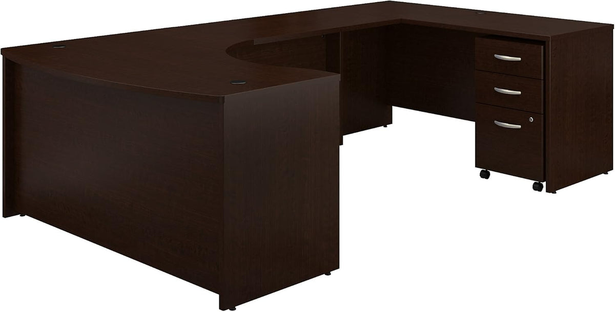 Mocha Cherry U Shaped Desk with Mobile File Cabinet Y686