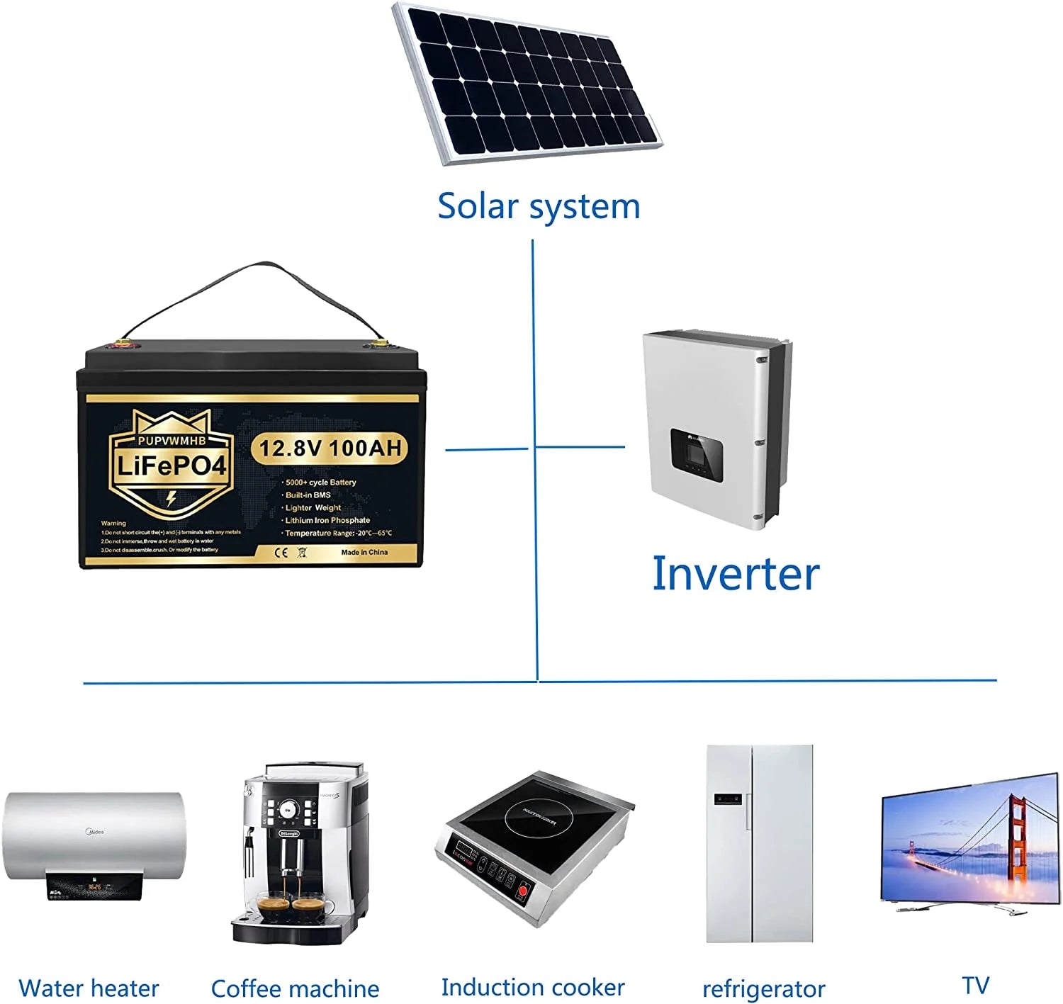 LiFePO4 Battery 12V 100Ah Lithium Iron Phosphate Battery with Built-in BMS F3951