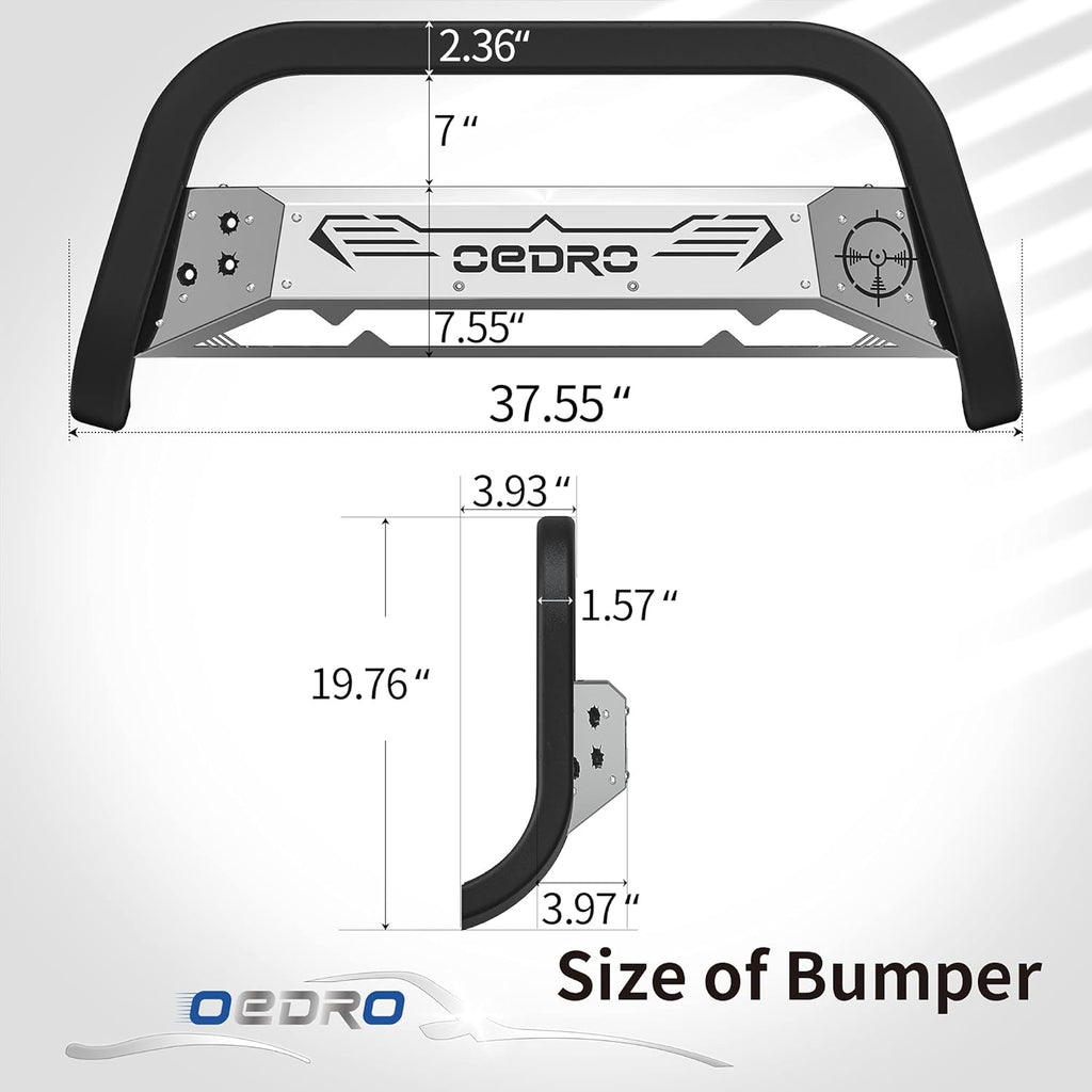 Chrome and Black Truck Brush Push Bumper Guard with Skid Plate Light Mount Y187