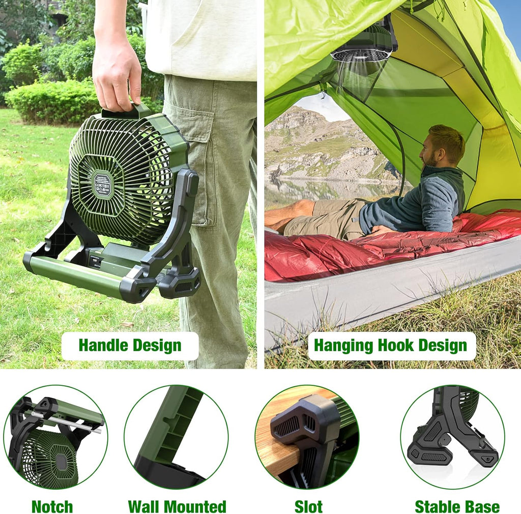 Rechargeable 14inch Camping Fan with LED Lantern Y2576