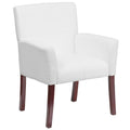 White Executive Side Reception Chair with Mahogany Legs W467145