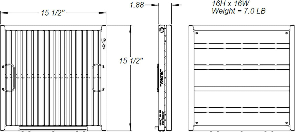 16 x 16 Stainless Steel Baffle Restaurant Hood Filter L187751