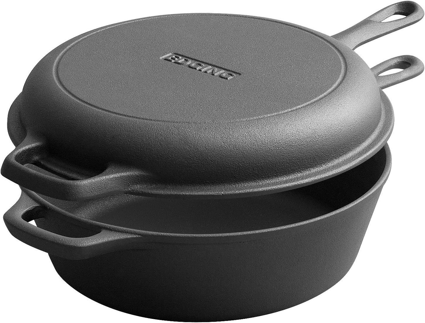2-In-1 Pre-Seasoned Cast Iron Dutch Oven Set, 5-Quart Pack of 2 I98823