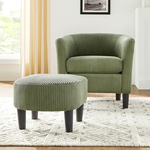 Green Corduroy Accent Chair with Ottoman K884