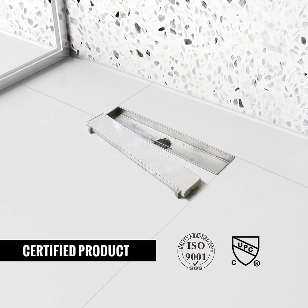 Linear Shower Drain 24 inch with Tile Insert 2-in-1 Panel, Brushed 304 Stainless Steel, Pack of 2 Y71964