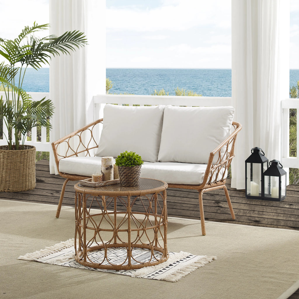 Natural Wicker Outdoor Conversation Set Q653