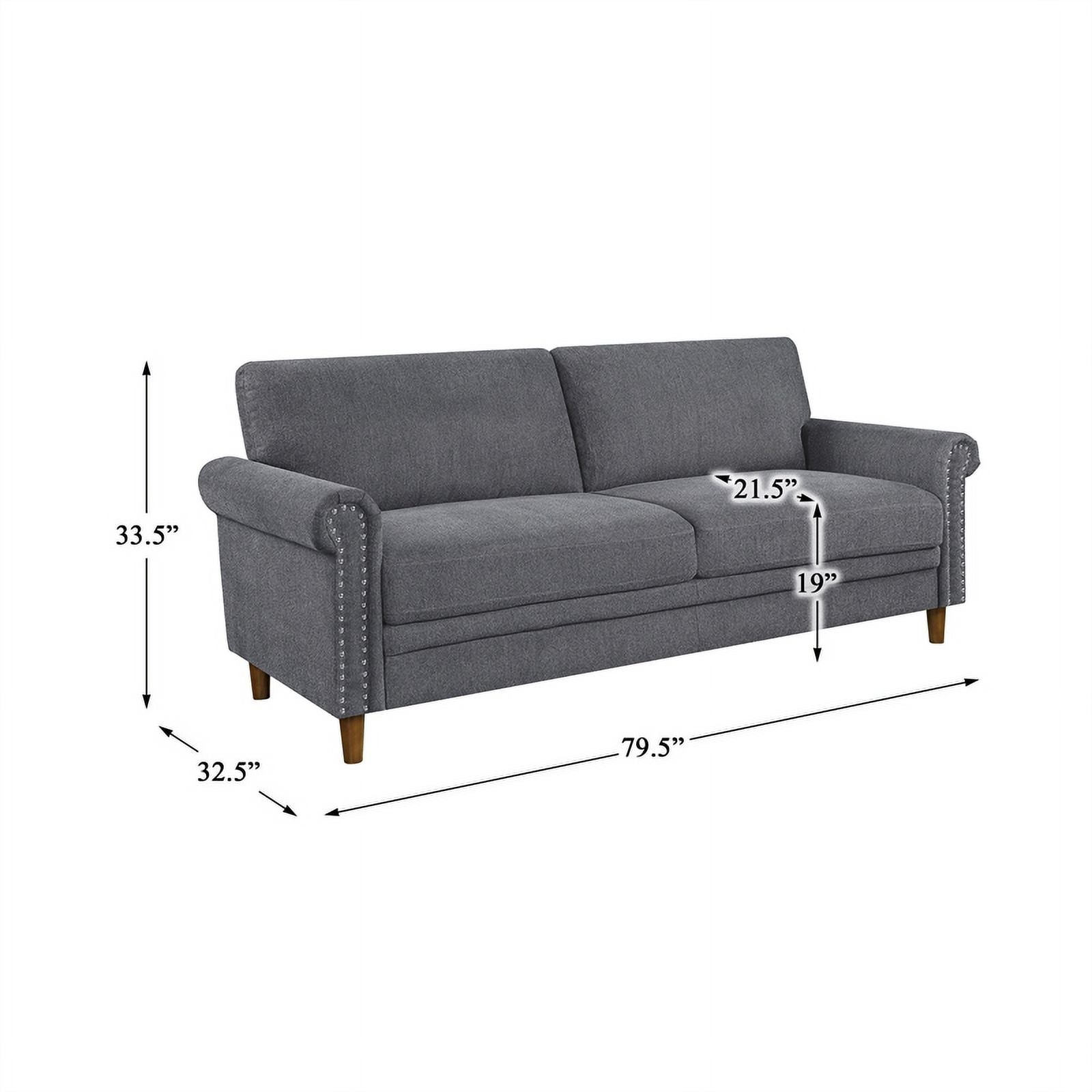 Dark Gray Fabric Upholstered Sofa with Roll Arms O1548