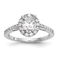 0.50ct CZ Solid 14K White Gold Oval Halo Engagement Ring J812