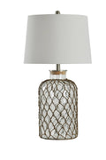 Off White Seeded Glass Table Lamp E655799