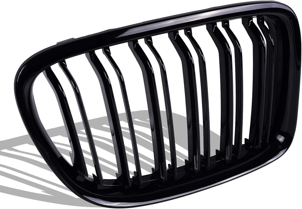 Glossy Black Front Hood Kidney Grille Sport Grill Replacement Dual Slat Pack of 2 Q524