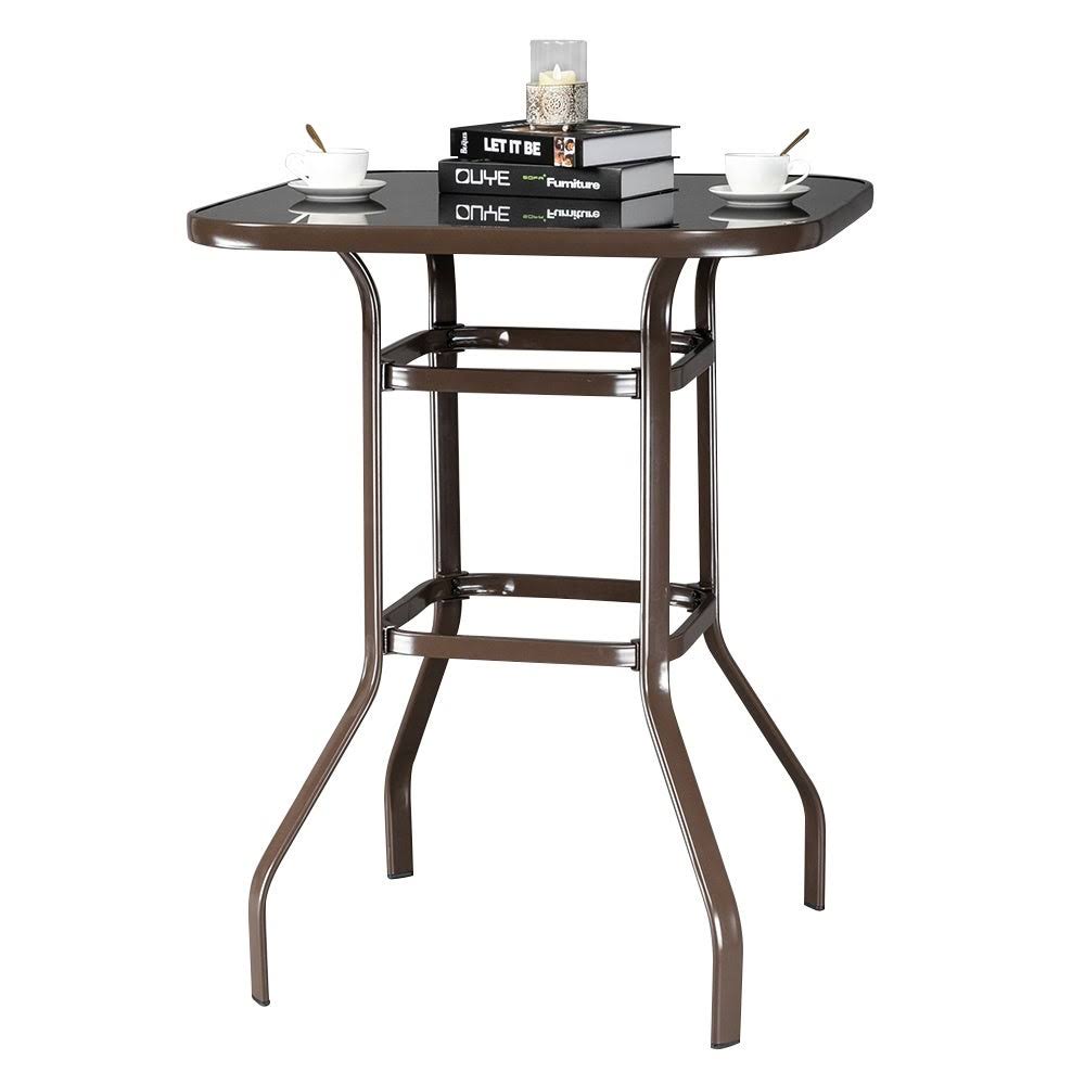 Black Wrought Iron Glass Bar Table F859