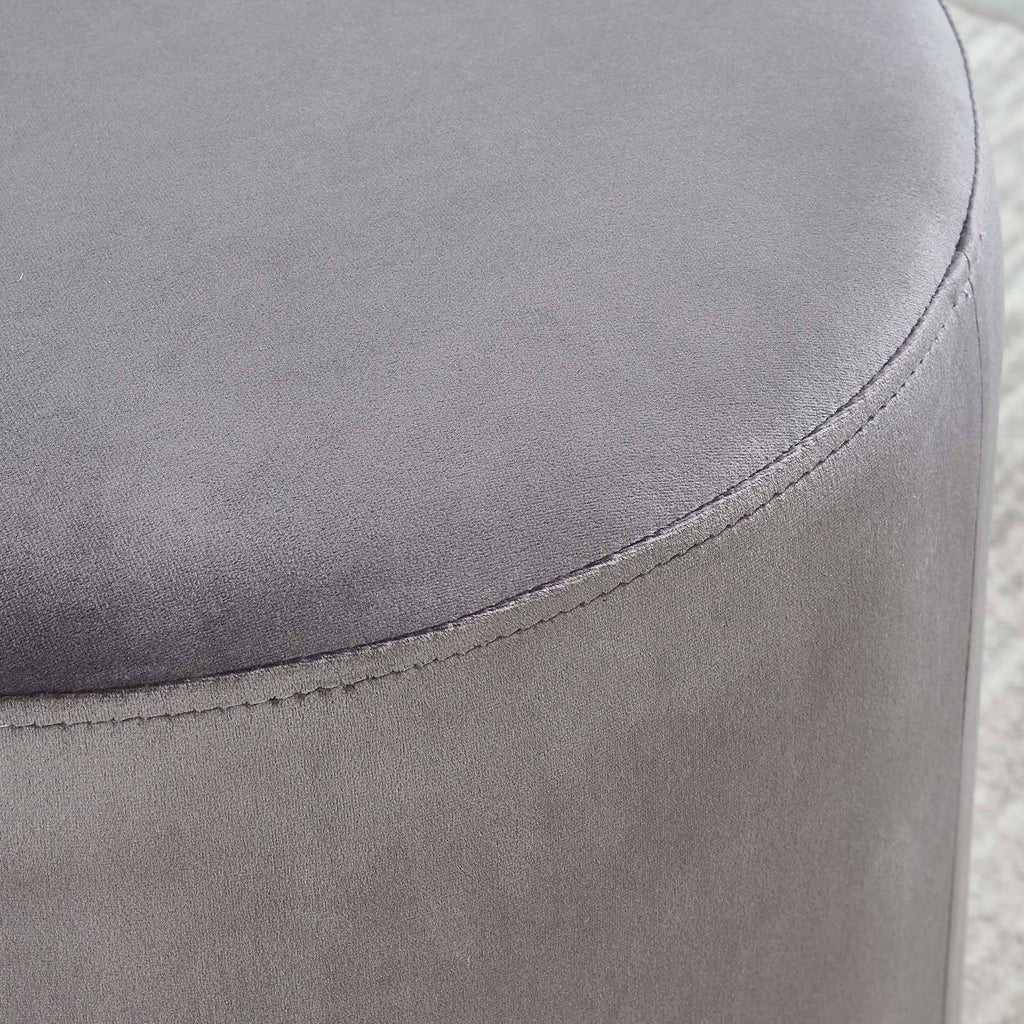 Gray and Gold Round Ottoman Y799185